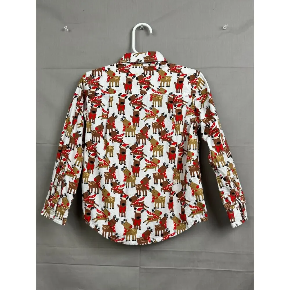 The Children's Place Toddler Boy Festive Reindeer Long Sleeve Shirt, Size 3T EUC